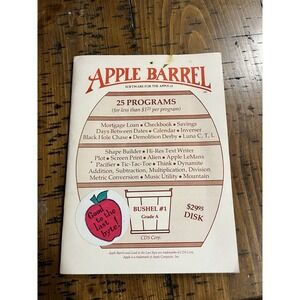 VTG 1979 Apple 2 Software Apple Barrel Bushel #1 CDS Corp 25 Programs Book Only